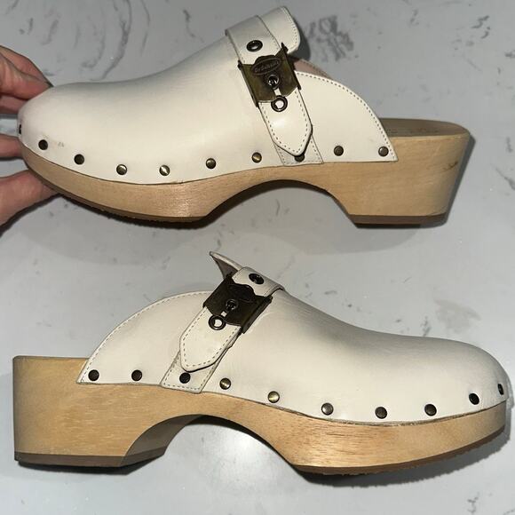 Dr. Scholl’s Women's Original Clog White Leather Slip-On Sandals Size 7 Like New - Picture 2 of 6